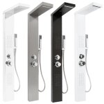 Luxs colonne de douche 4 types jets pas cher 15 x 47 x 130 cm (i x p x h) en acier inoxydable blanc