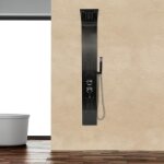 Luxs colonne ensemble de douche noir systme pluie de massage avec douchette 140 * 20cm