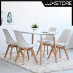 Luxs ensemble table  manger blanc avec 4 chaises scandinaves blanc - l110 x l60 x h75 cm