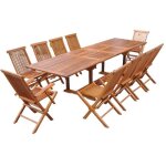 Lubok : salon de jardin teck huil� 10 / 12 personnes - table rectangulaire + 8 chaises + 2 fauteuils