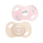 Luc et l�a collection 2 sucettes anatomiques tetine extra - slim 0 - 6 mois lapin