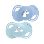 Luc et l�a collection 2 sucettes anatomiques tetine extra - slim + 18 mois licorne