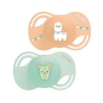 Luc et l�a collection 2 sucettes anatomiques tetine extra - slim 6 - 18 mois lama