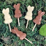 Lucette la sucette lapin lot de 5 chocolat lait - chocolat de paques Lucette la sucette lapin lot de 5 chocolat lait - chocolat de paques