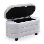 Lucy - banquette coffre en tissu effet peau de mouton gris