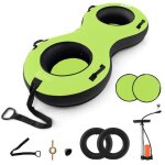 Luge gonflable enfants 2 places 200 cm costway - tubes de neige chambre � air en caoutchouc sangle de ...