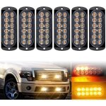 Lukucea 6 x led feux stroboscopique 36w 12v 24v voyant d?alarme urgence strobe led lampe flash stroboscope ...