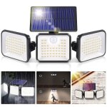 Lumire solaire extrieure projecteur solaire extrieur rglable  180 led avec dtecteur de mouvement ...