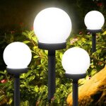 Lumire solaire de jardin - amoune - 4pcs lampes led ronde - clairage extrieur - design contemporain ...