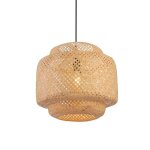 Luminaire - lampe suspendue vintage - bambou et rotin naturel - rglable