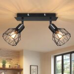 Luminaire plafonnier salon - plafonnier cuisine 2 spot orientable - e14 spots de plafond industriel noir ...