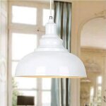 Luminaire suspension industrielle vintage e27 mtal lustre abat - jour 29cm blanc eclairage pour chambre ...