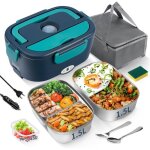 Lunch box chauffante �lectrique - febest - 65w - 3 en 1 - 15 l - acier inoxydable - bo�tes amovibles ...