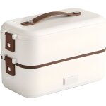 Lunch box - gamelle chauffante electrique - 220v 300w - 0. 8l - 2 couches compartiment - rectangulaire ...