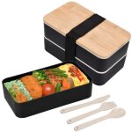 Lunch box noir bote bento japonaise 2 tages sans bpa