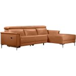 Lund - canap� dangle 3 places avec 1 relax �lectrique en pu cognac