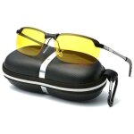 Lunettes de conduite de nuit verre jaune anti �blouissement lunettes de s�curit� polaris�es pour conducteurs ...