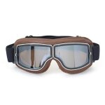 Lunette half helmet steampunk atv motorcycle biker cruiser lunettes vintage pilote marron / argent