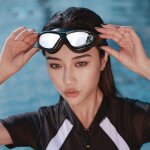 Lunettes de natation avec bouchons doreille protection uv sans fuite verres anti - bu�e - noir fonc�