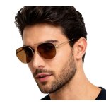 Lunettes de soleil champion pour homme lunettes tendance effet miroir polaris� cat�gorie?1?marron / or ...