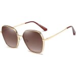 Lunettes de soleil femme m�tal lumi�re polaris�e uv400 la mode lunettes de soleil r�tro(brun graduel) ...