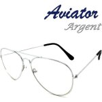 Lunettes vue homme femme aviator aviateur vintage pilote transparente argent Lunettes vue homme femme aviator aviateur vintage pilote transparente argent