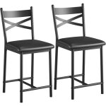 Lunsy - lot de 2 tabourets de bar - chaise haute de cuisine - avec pieds en m�tal - assise rembourr�e ...