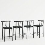Lunsy - lot de 4 tabourets de bar - chaise haute de cuisine - pieds en m�tal - rembourr� avec dossier ...