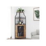 Lunsy - meuble bar � vin armoire comptoir - armoire � vin dangle - jusqu� 50 bouteilles - 47x34x154cm ...