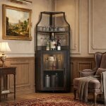 Lunsy - meuble bar � vin armoire comptoir - armoire � vin dangle - jusqu� 50 bouteilles - �tag�res r�glables ...