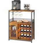 Lunsy - meuble de bar � vin - buffet industriel - porte - bouteilles - porte - verres - 69x35x92 cm - ...
