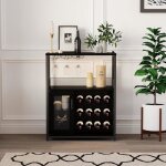 Lunsy - meuble de bar � vin - buffet industriel - porte - bouteilles et porte - verres amovible - porte ...