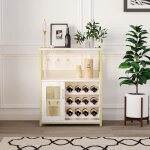 Lunsy - meuble de bar � vin - buffet industriel - porte - bouteilles et porte - verres amovible - porte ...