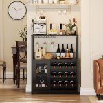 Lunsy - meuble de bar � vin - buffet industriel - porte - bouteilles et porte - verres - led - porte ...