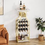 Lunsy - meuble de bar � vin - caisson � vin industriel - porte - bouteilles et porte - verres - 48x27x112 ...
