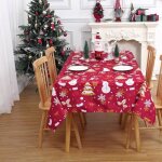 Lunsy - nappe anti - taches no�l - nappe de table - en motif bonhomme de neige - 137 x 229 cm - rouge ...