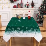 Lunsy nappe anti - taches no�l vert et blanc - nappe de table - 140 x 200 cm - � motif flocon de neige ...