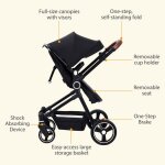 Lunsy - poussette double - jusqu� 30 kg - pack poussette nacelle - 0 - 36 mois - si�ges r�versibles - ...