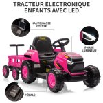 Lunsy tracteur electrique enfant 12v 3 vitesses - remorque et t�l�commande 2. 4g eclairage led klaxon ...
