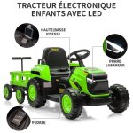 Lunsy tracteur electrique enfant 12v 3 vitesses - remorque et t�l�commande 2. 4g eclairage led klaxon ...