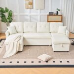 Luscriate - canap� d?angle en u convertible 4 - 5 places chenille couchage coffre rangement salon chambre ...