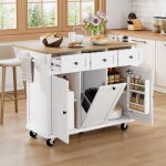 Luscriate - desserte de cuisine extensible �lot cuisine roulant avec tiroirs compartiment poubelle meuble ...