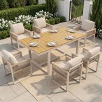 Luscriate - ensemble table et 6 chaises de jardin corde tress�e coussins inclus r�sistant aux intemp�ries ...