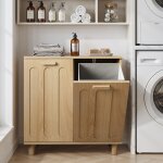 Luscriate - meuble � linge basculant avec panier amovible armoire salle de bain rangement panier cach� ...
