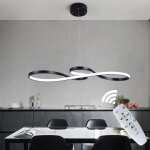 Lustre - arc noir suspension led dimmable t�l�commande lustre led acrylique lustre moderne note lumineuse ...