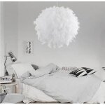 Lustre boule en plumes vritables - cousues main - 33 cm - blanc