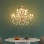 Lustre cristal or rose baroque 15 bras - pavia
