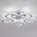 Lustre en cristal moderne led 5 anneaux luminaires encastr en acier inoxydable pendentif plafonnier