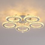 Lustre cristal 5 cercles - design moderne dimmable led montage facile - garantie 2 ans