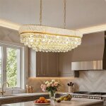 Lustre en cristal moderne - lustre salon ovale dor� cristal pour chambre salle � manger restaurant e14 ...